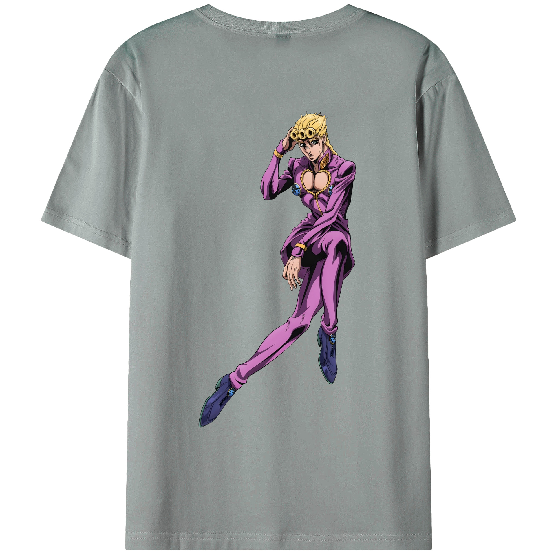 （画像用） ジョジョの奇妙な冒険 ジョルノ?ジョバァーナ JoJo's Bizarre Adventure Giorno Giovanna 綿100％ メンズ半袖Tシャツ（バックプリント） 通気性